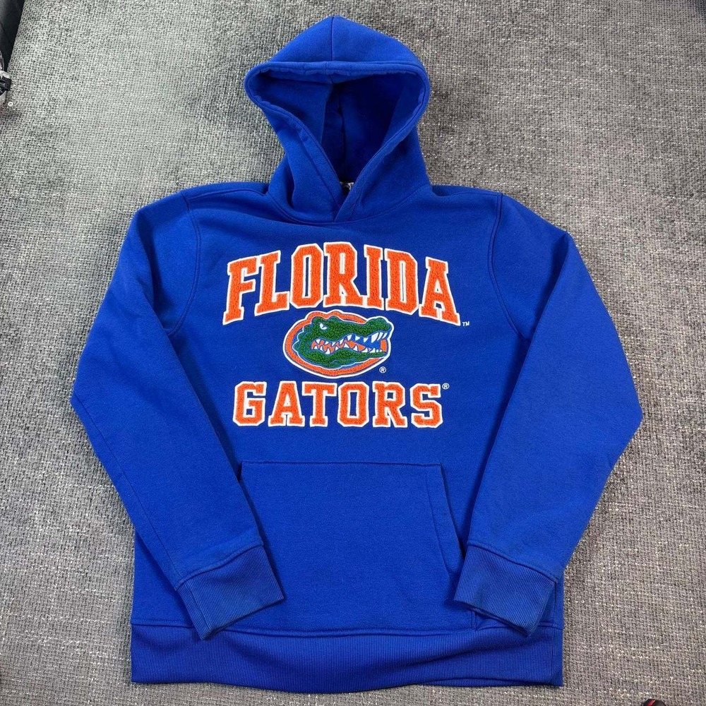 Colosseum Florida Gators Hoodie Mens Large Blue Chenille Logo Fleece Pullover